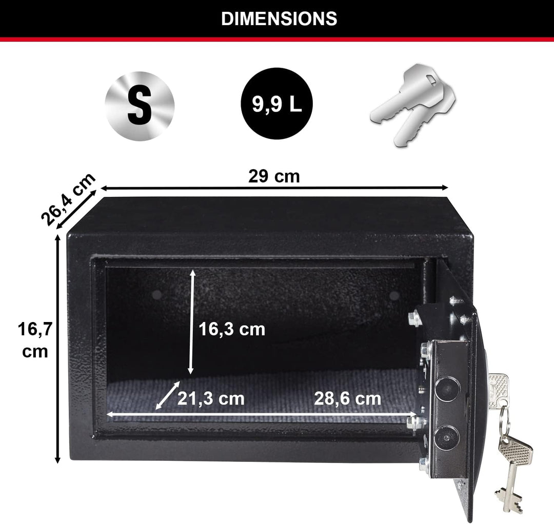 Master Lock Tresor mit Schlüssel, 9 L, 16.7 x 29 x 26.4 cm Schlüsselschloss 9 L, Schlüsselschloss 9