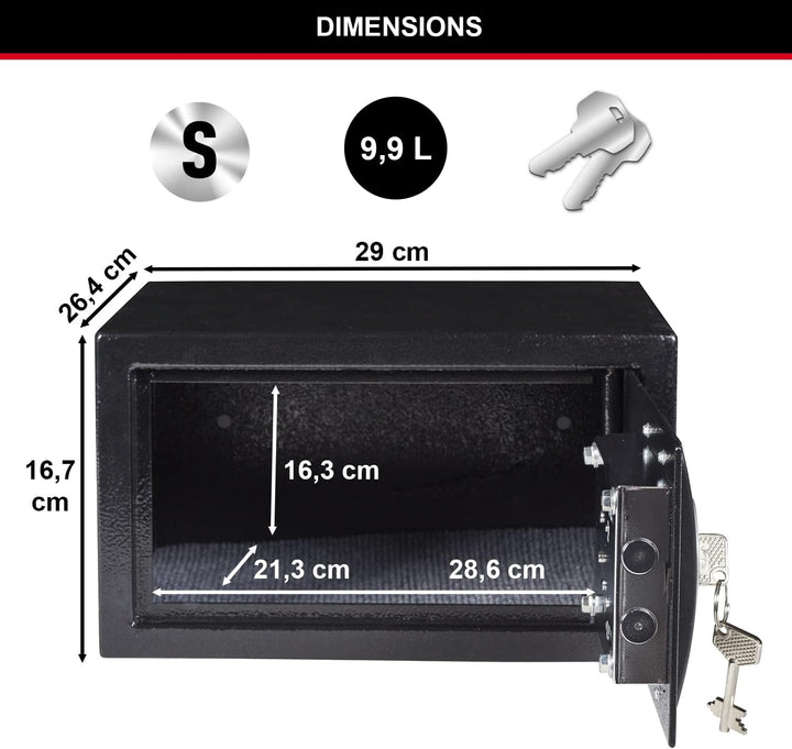Master Lock Tresor mit Schlüssel, 9 L, 16.7 x 29 x 26.4 cm Schlüsselschloss 9 L, Schlüsselschloss 9