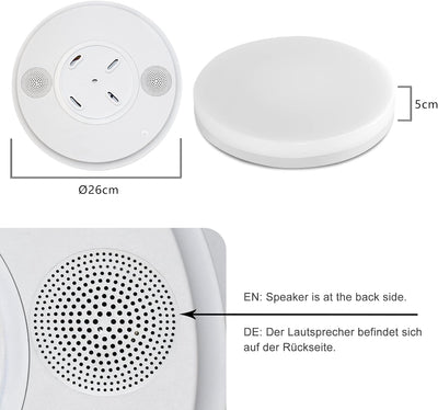 Bluetooth Deckenleuchte 24W LED Deckenlampe mit Lautsprecher, Fernbedienung und APP-Steuerung, RGB F