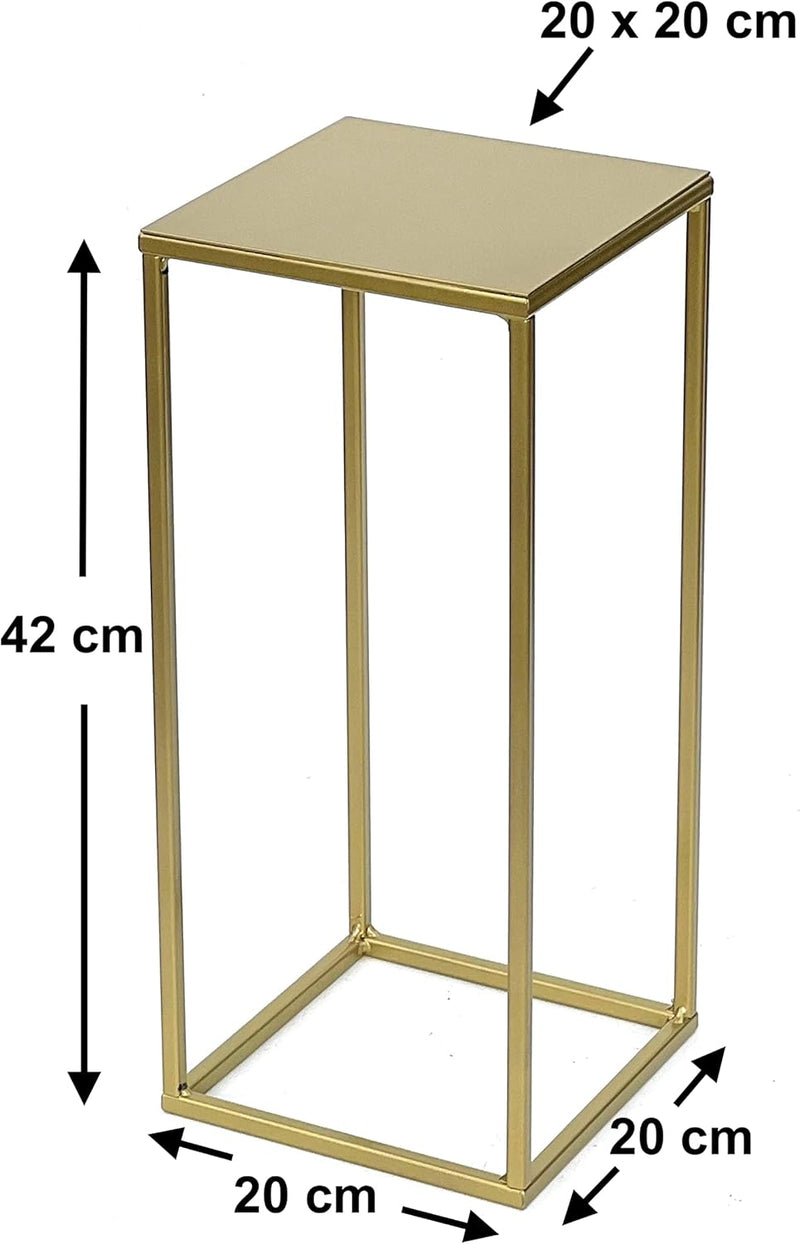 DanDiBo Blumenhocker Metall Gold Eckig 82-42 cm Blumenständer Beistelltisch 96406 Blumensäule Modern