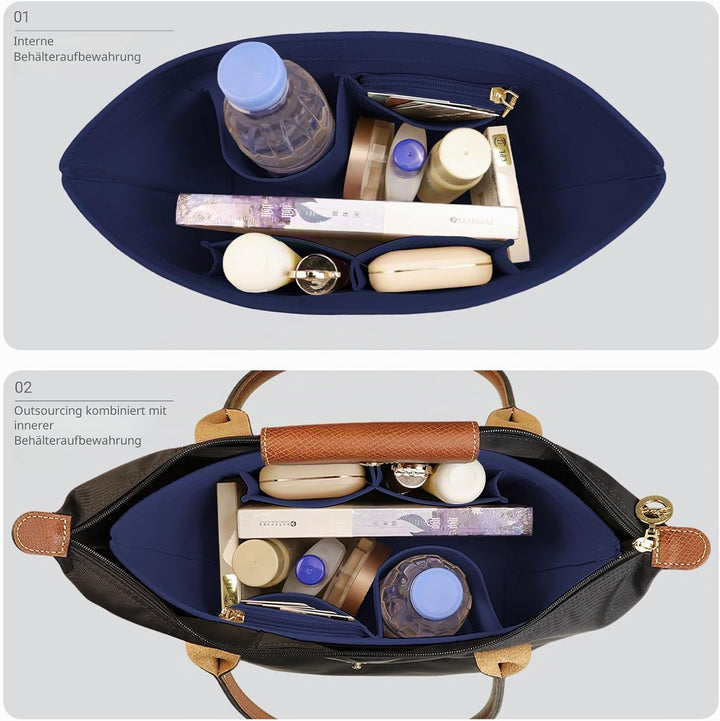 Lckaey Filz-Organizer-für Geldbörsen-Organizer-Einsatz für Longchamp le pliage Y012-navyblue-M M/9.4