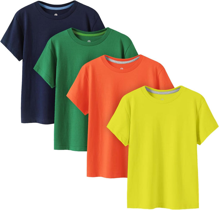 LAPASA Kinder T Shirt 100% Baumwolle 4er Pack Unisex 3-13 Jahre/ 95-165 Jungen Jungs Sport Tshirt K0