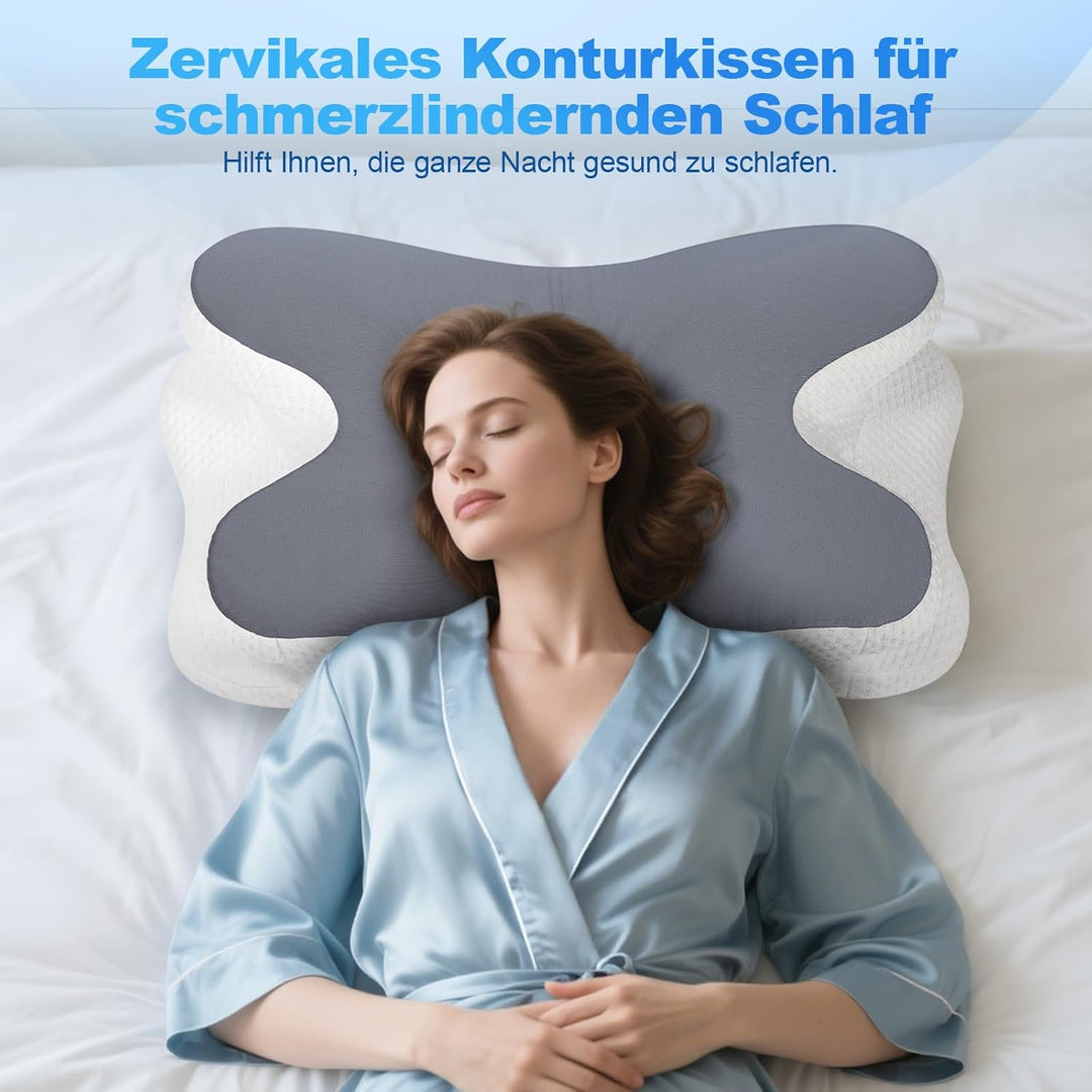 Nackenkissen - Orthopädisches Kopfkissen aus Memory Foam - Ergonomisches Kopfkissen gegen Nackenschm