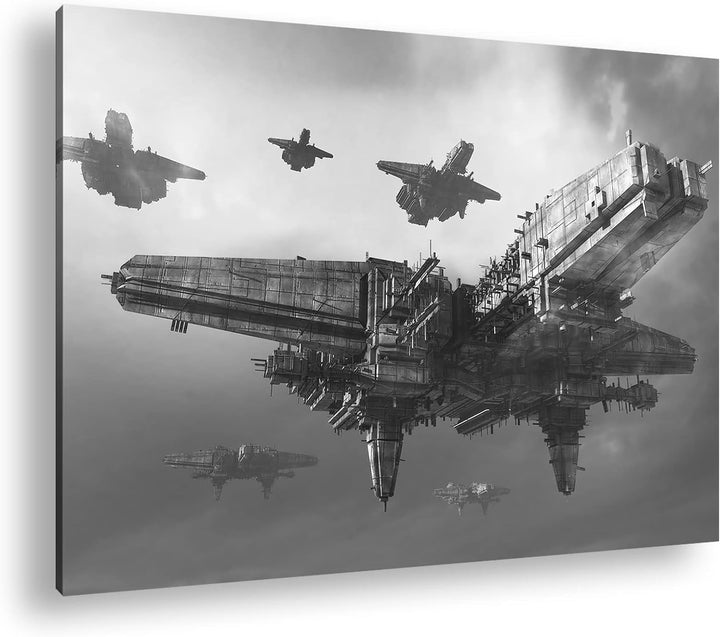 deyoli gewaltiges Raumschiff Format: 80x60 Effekt: Schwarz&Weiss als Leinwandbild, Motiv fertig gera