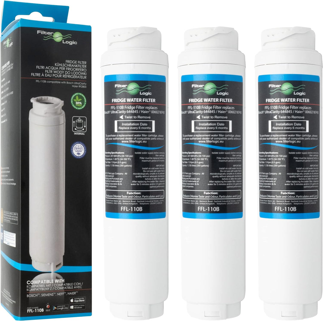 Filterlogic FFL-110B | 3X Wasserfilter kompatibel mit Siemens Bosch NEFF UltraClarity 11028820 11028
