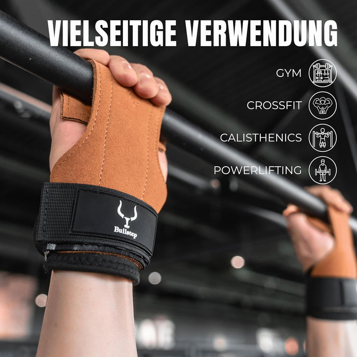 Bullstep - Zughilfen Krafttraining Frauen Herren | Gym Zughilfen Leder | Grips crossfit | Deadlift g