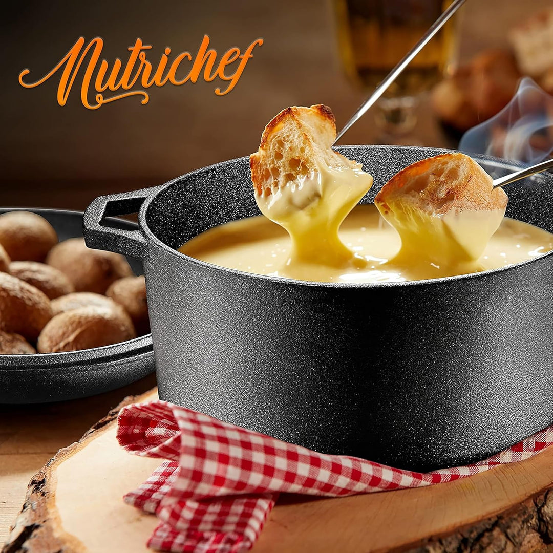 NutriChef Dutch Oven, 26cm- Gusseisen Topf mit Deckel – Brotbacktopf für Ofen, Grill & Outdoor BBQ,
