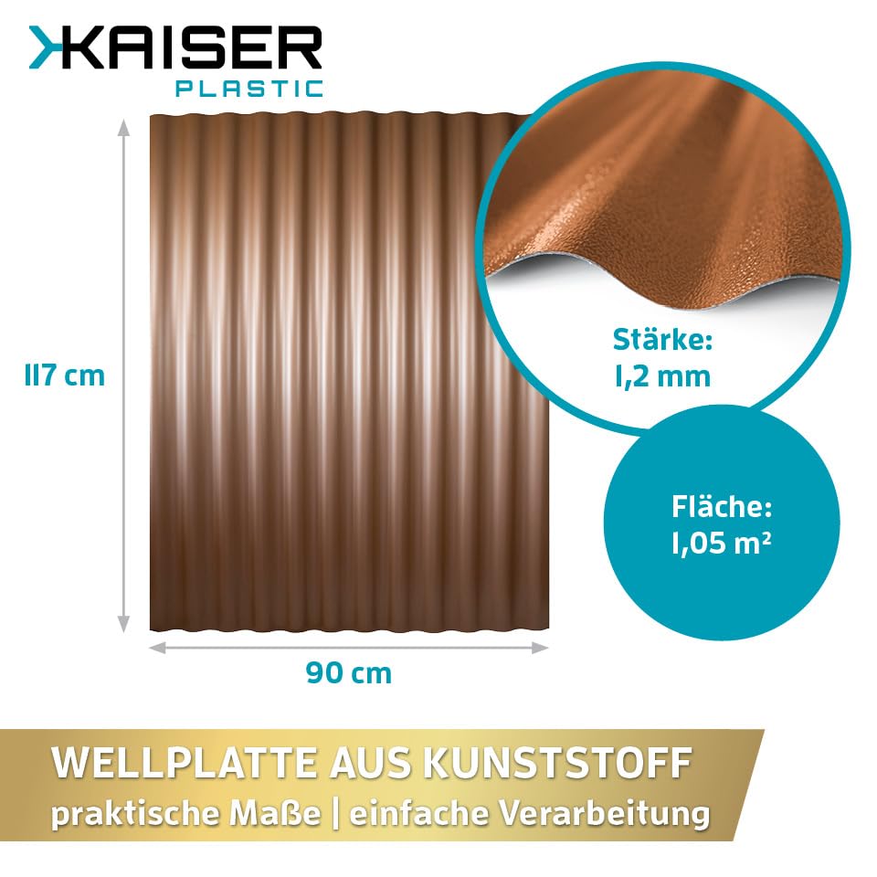KAISER plastic® Wellplatten kupfer | Wellplatten Dach, Welldach Kunststoff | Dachplatten wetterfest
