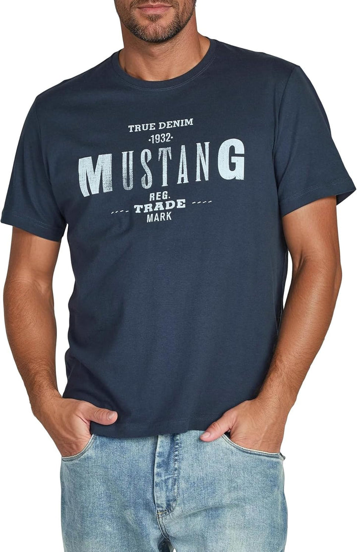 MUSTANG Tshirt Herren Baumwolle Regular Fit 4er Pack Set Rundhals Kurzarm Sommer Tee Shirt Logoprint