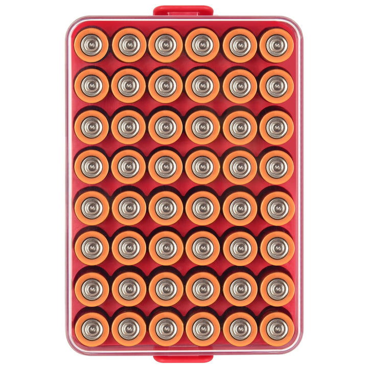Batterie Organizer Aufbewahrungshülle, Kleine Batterie Tresor Box Container für 48 Stück AA-Batterie