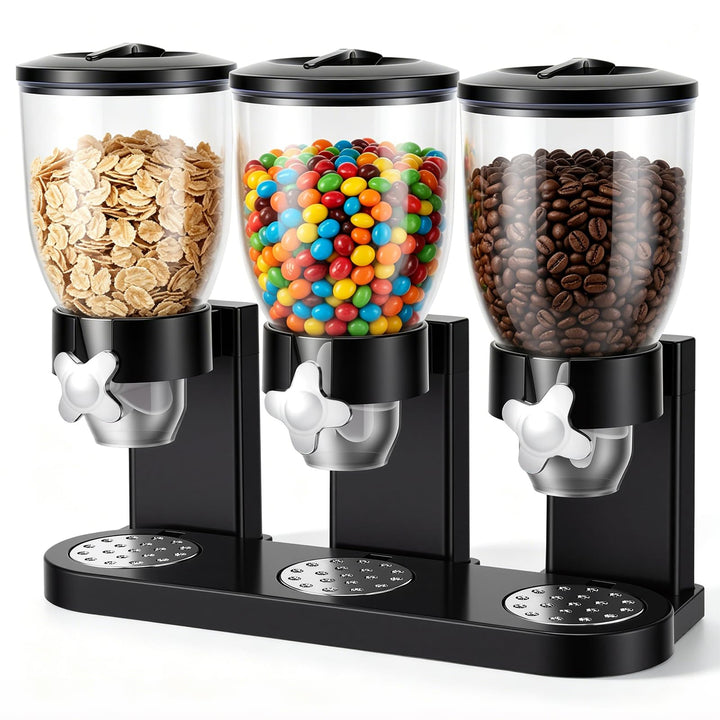Cereal Dispenser Countertop 2L, Dreifacher Müslispender mit Drehverschluss 3er Set, Luftdichte Vorra