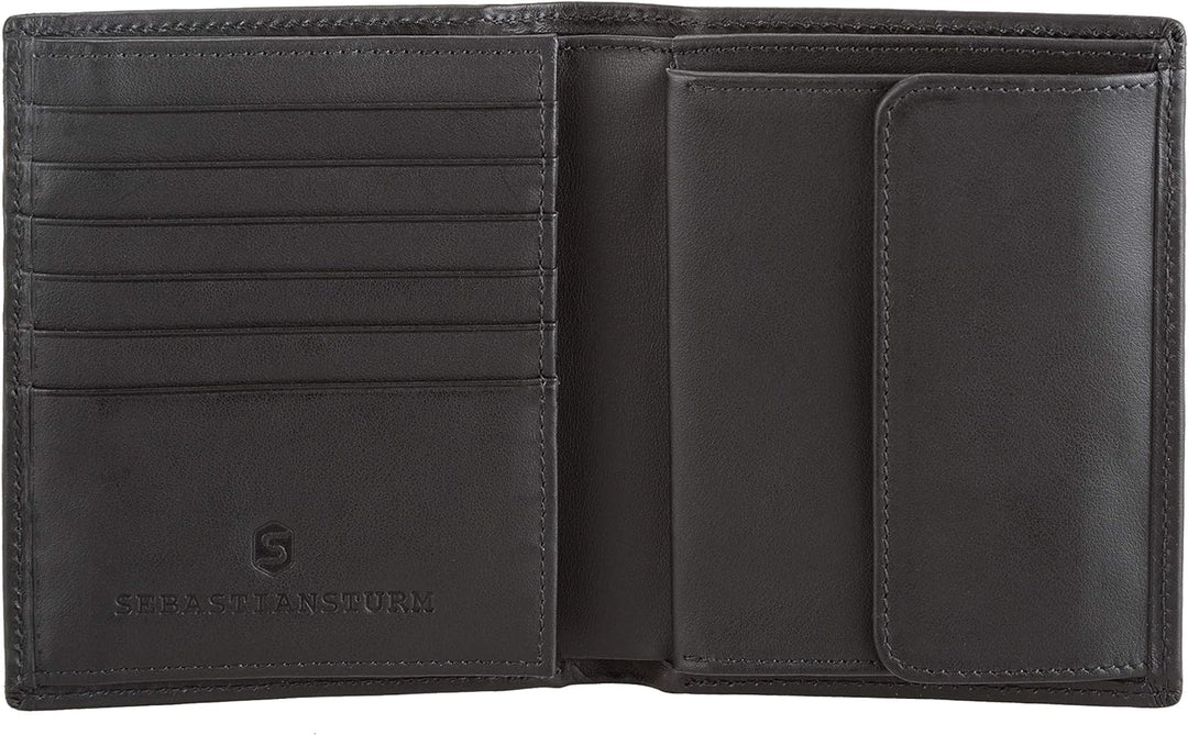 Sebastian Sturm Geldbörse Peter | Echtes Holz und Leder in Schwarz | Portemonnaie Brieftasche Geldbe