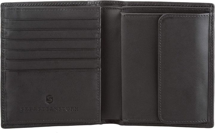 Sebastian Sturm Geldbörse Peter | Echtes Holz und Leder in Schwarz | Portemonnaie Brieftasche Geldbe