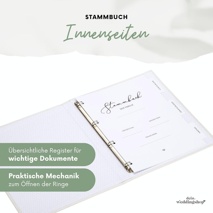 DeinWeddingshop Stammbuch der Familie - Familienstammbuch Hochzeit Standesamt - Watercolor Breeze -