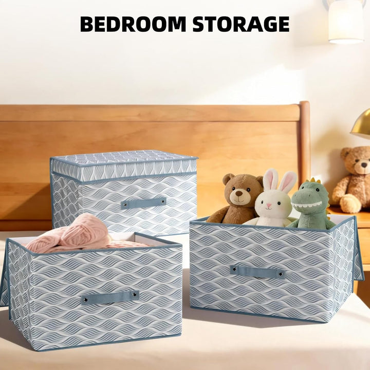 Aufbewahrungsfächer mit Deckeln 3 Packung,Stoff Aufbewahrungskorb für klappbare mittlere Leinwand Au