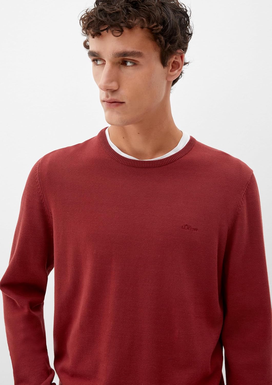 s.Oliver Herren 2152193 Pullover mit Logo-Stitching M 3877 Rot, M 3877 Rot