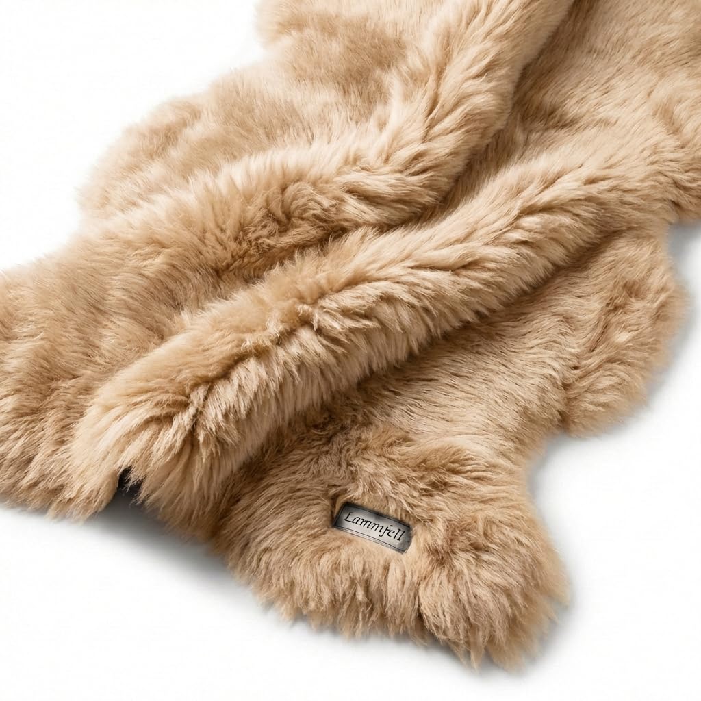 Premium Lammfell Schaffell von LANABEST hell-beige. Echtes Fell mit ganz zarter Wolle. Kuschelfell,