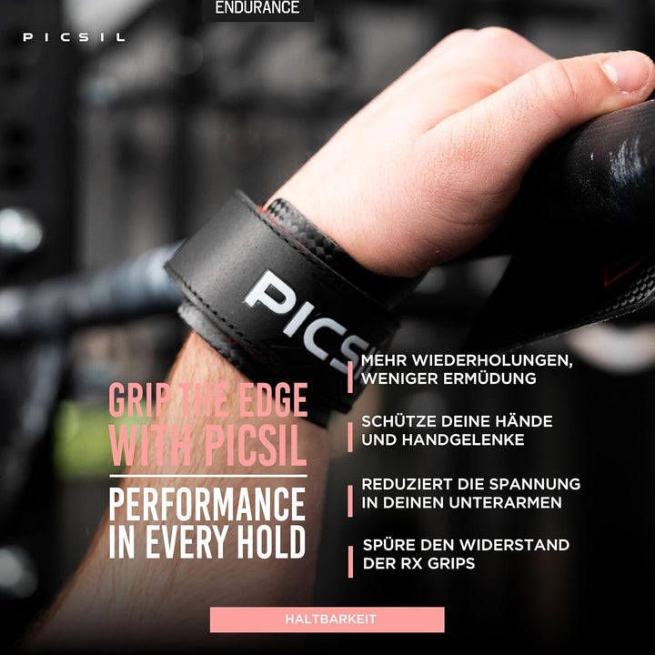 PICSIL RX Hand Grips – Profi‑Griffpolster aus Carbonfaser in Profi‑Qualität, Chalk‑kompatibel & Hand