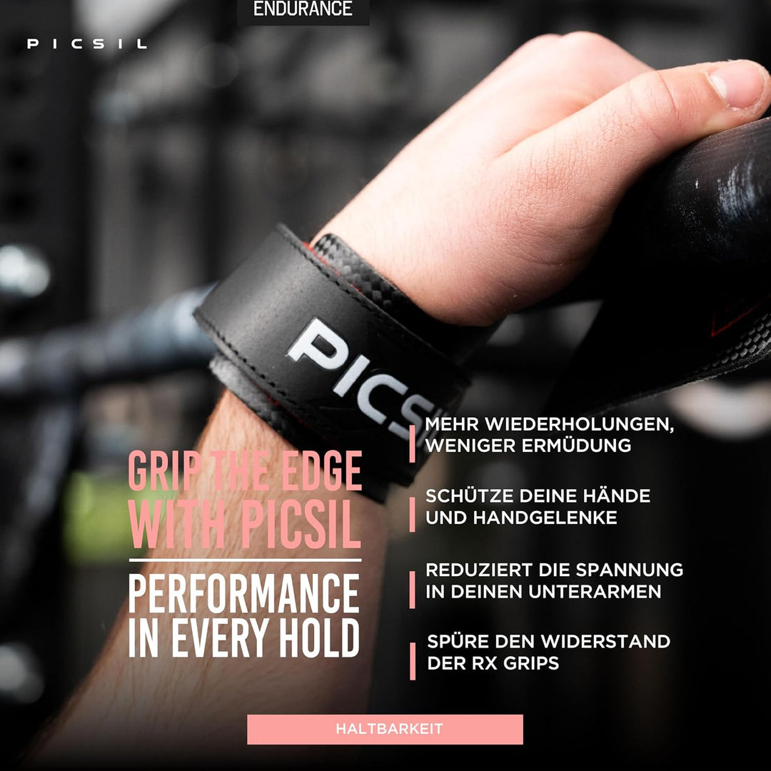 PICSIL RX Hand Grips – Profi‑Griffpolster aus Carbonfaser in Profi‑Qualität, Chalk‑kompatibel & Hand