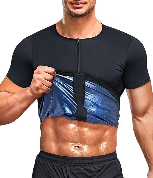 Bingrong Sauna Shirt Herren Abnehmen Schwitzanzug Sauna Weste Bauchweg Body Shaper Neopren Körperfor