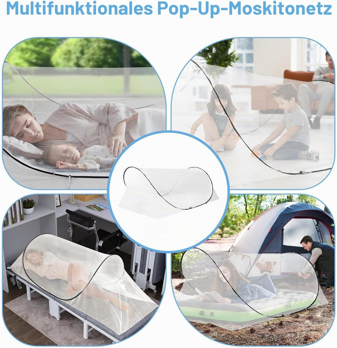 Moskitonetz Pop Up Bett, 200 x 100 x 70cm Einzelbett Faltbares Moskitonetz Reise Mückennetz, Tragbar
