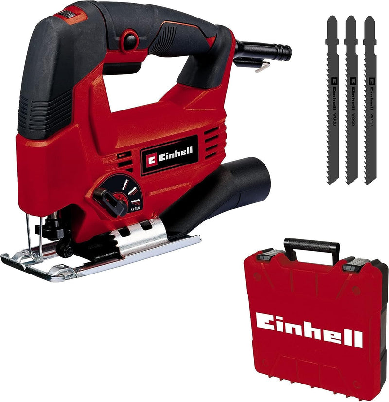 Einhell Stichsäge TC-JS 80/1 Kit (550 W, 20 mm Hubhöhe, Pendelhubfunktion, 80 mm Schnitttiefe in Hol