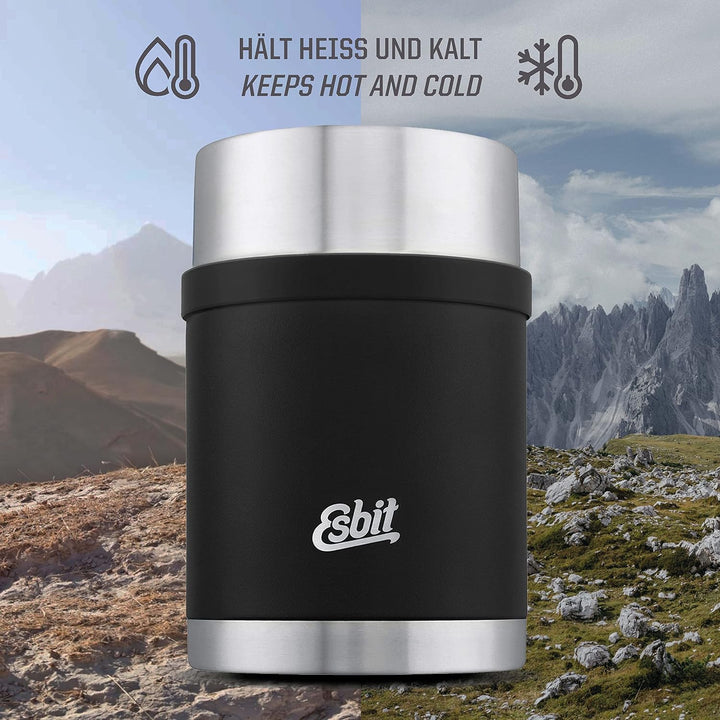 Esbit Thermobehälter Sculptor für Essen - Warmhaltebehälter 1000 ml in Schwarz - aus Edelstahl für w
