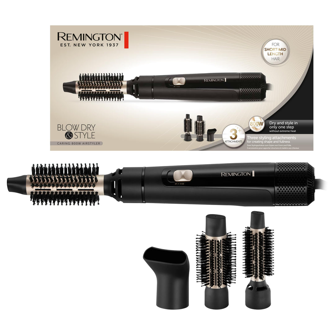 Remington Warmluftbürste [inkl. 3 Aufsätze: 25mm &amp; 38mm Rundbürste, Stylingdüse] Blow Dry&amp;Style (tro