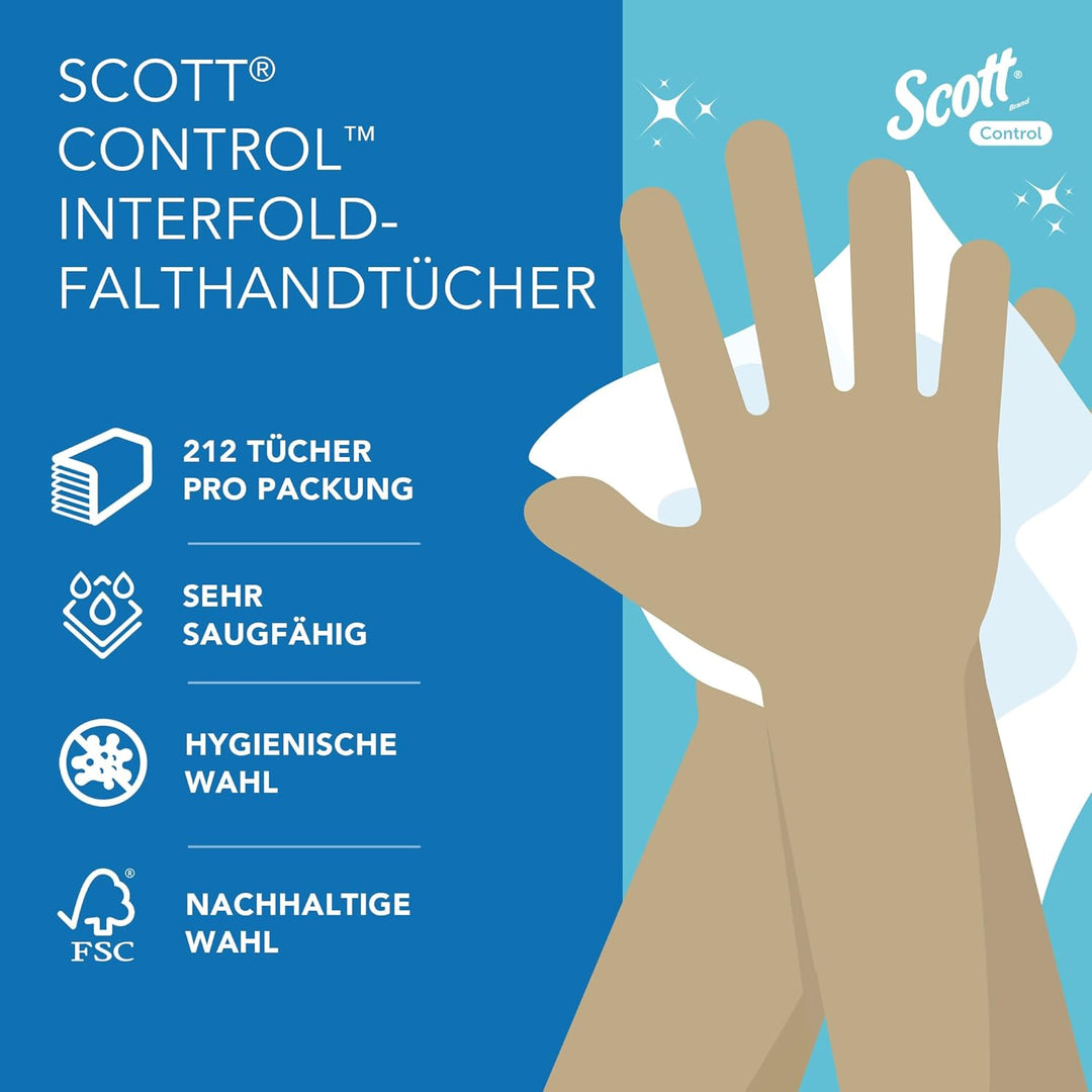 Scott Control Falthandtuch mit Interfold Faltung 6663 – Papierhandtücher mit V-Faltung – 15 Packunge