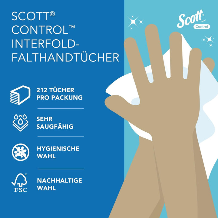 Scott Control Falthandtuch mit Interfold Faltung 6663 – Papierhandtücher mit V-Faltung – 15 Packunge
