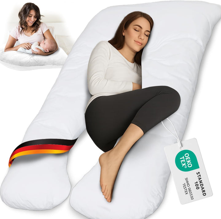 maxVitalis Schwangerschaftskissen in ergonomischer U Form, Stilkissen mit abnehmbarem und waschbarem