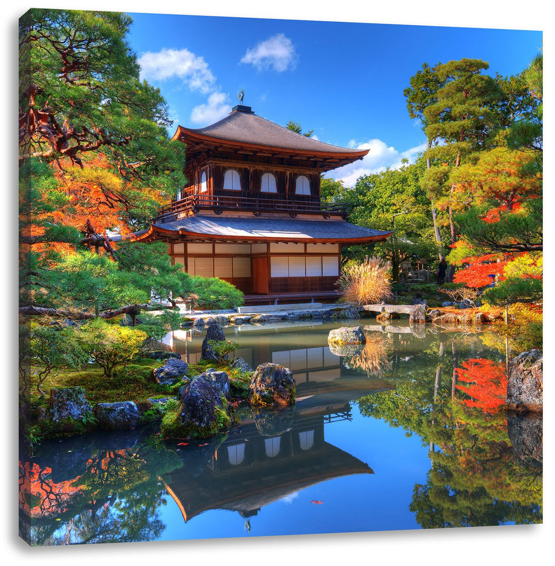Ginkaku-ji-Tempel in Kyoto, Format: 70x70 auf Leinwand, XXL riesige Bilder fertig gerahmt mit Keilra