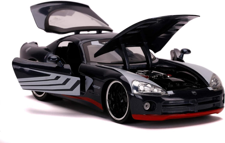 Jada Toys 253225015 Marvel, 2008 Dodge Viper, SRT10, Spielzeugauto, Türen, Kofferraum, Motorhaube zu