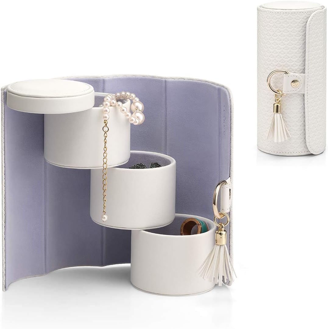 Vlando Viaggio Small Jewelry Case Travel Accessory Storage Box Jewelry Organizer White B. Weiss, B.