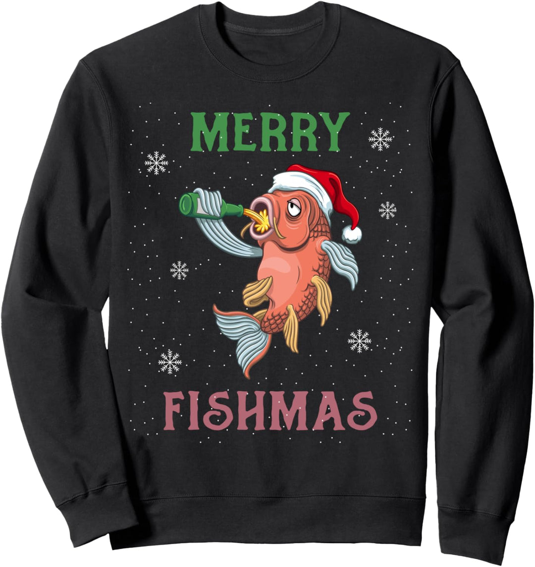 Merry Fishmas Fisch Weihnachten Angler Geschenk Sweatshirt