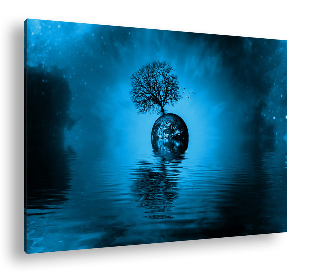 deyoli kunstvolle Darstellung unserer Erde Format 60x40 Effekt: Monocrome Blau als Leinwandbild, Mot
