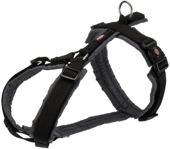 TRIXIE Trekkinggeschirr New Premium, M 53-64cm/20mm, schwarz/Graphit, Hund Schwarz / Graphitgrau M,