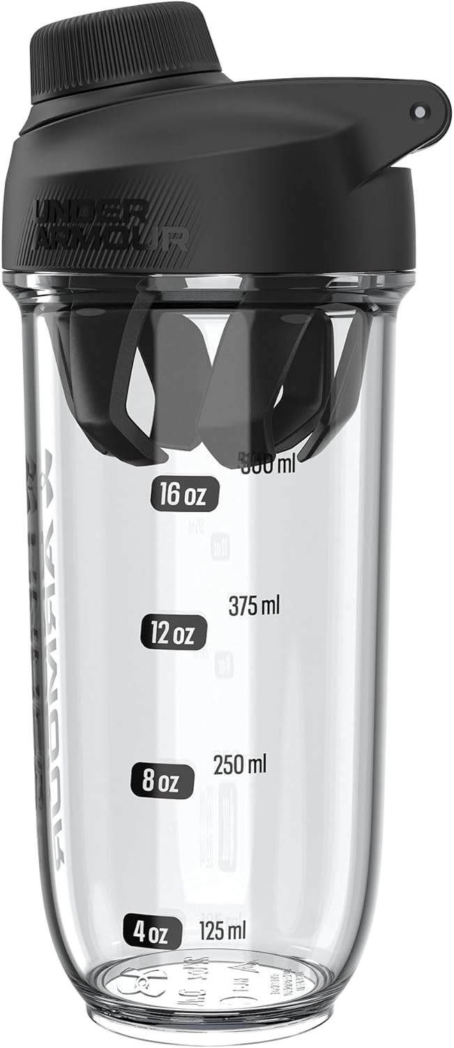 Under Armour UA Clarity Shaker-Flasche, 680 ml, transparent/schwarz, OSFA Durchsichtig / Schwarz, Du