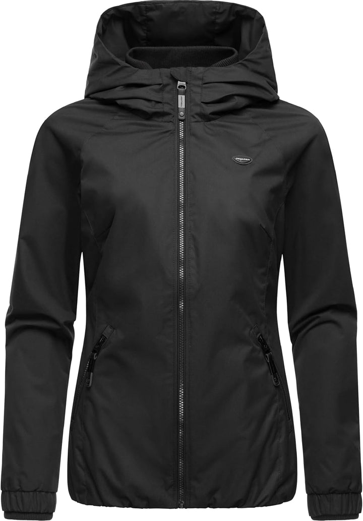 Ragwear Damen wasserdichte Übergangsjacke leichte Jacke kurz mit Kapuze Dizzie Intl XS-6XL XL Black0