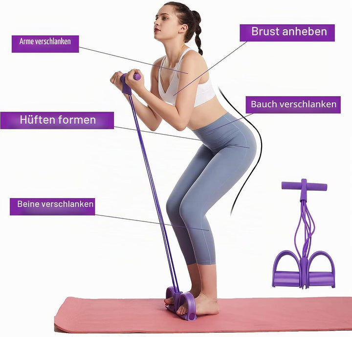 Expander Fitness mit Rückentrainer und Fitnessbänder, Bauchtrainer, Sportgeräte Zuhause, 6 Tubes Gum