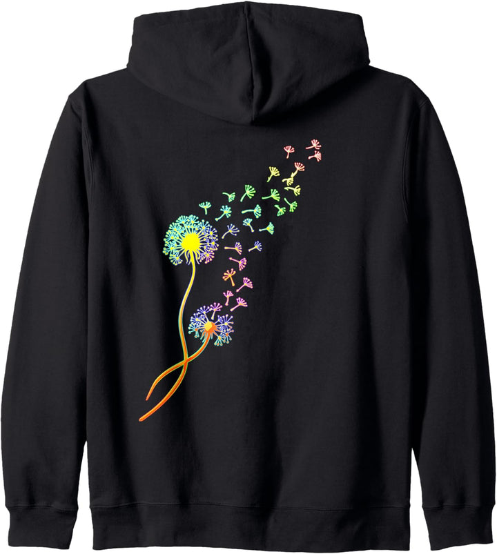 Bunte Pusteblume Löwenzahn Blume Frühling Sommer T-shirt Kapuzenjacke