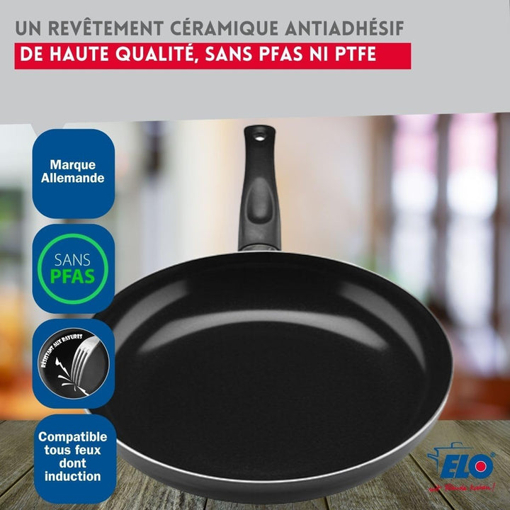 ELO 9720350 Kochgeschirr-Set, 4-teilig, 1 Bratpfanne 32 cm und 3 Kochtöpfe 12, 14 und 24 cm, Elo Pri