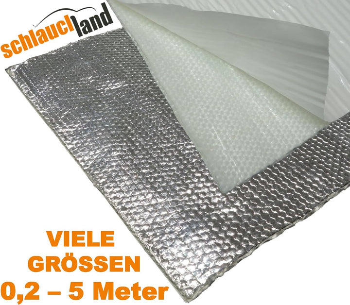 Schlauchland 1,0m x 0,25m Alu-Fiberglas Hitzeschutzmatte selbstklebend ***Turbo Auspuff Krümmer Isol