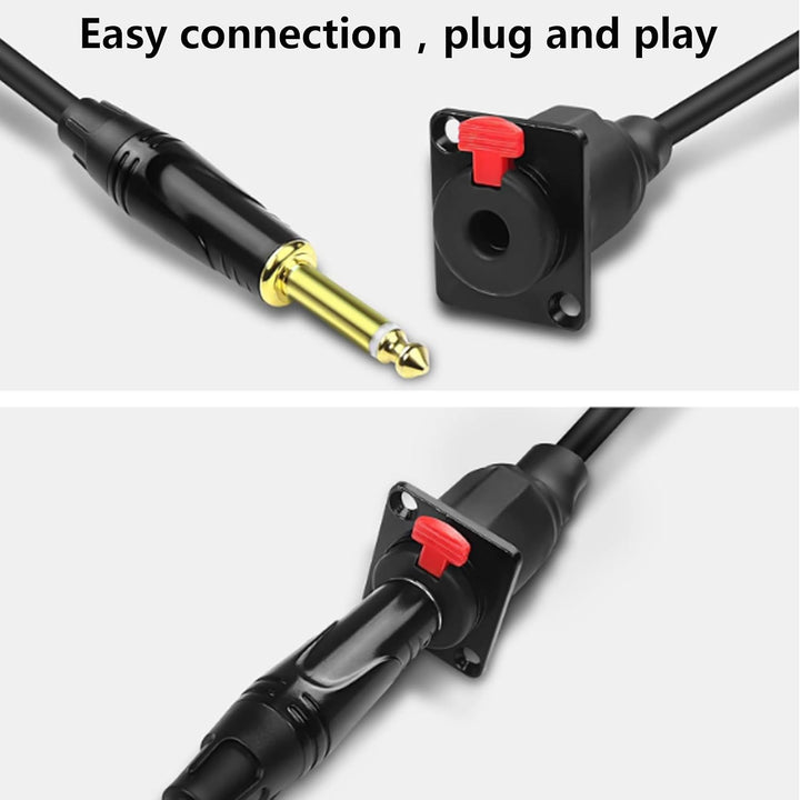 PENGLIN 50CM TS Panel Mount Audio Verlängerungskabel, D-Typ 6.35mm Buchse auf TS Mono Stecker Für Mi