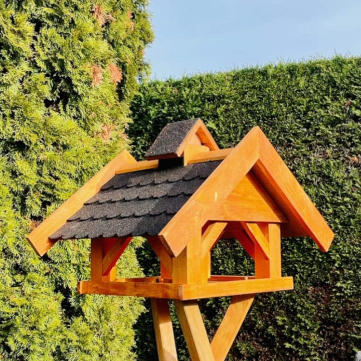 Rechteckiges Vogel Futter Haus L Futter-Vogelhaus+Ständer Braun/Schwarz L mit Ständer Schwarz - Brau