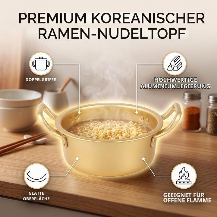 Korean Ramen Noodle Pot aus Gelbem Aluminium, Koreanischer Nudeltopf Ramen Nudeltopf, Aluminiumtopf