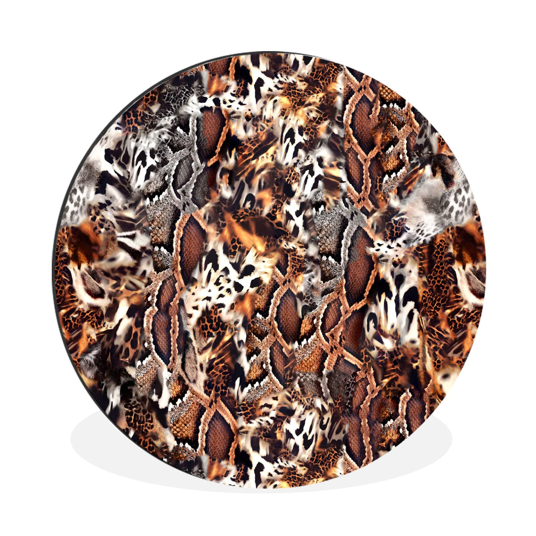 MuchoWow Wandbild Rund Wanddeko Deko Wohnzimmer Bilder 60x60 cm Tierdruck - Tiger - Tiere, 60x60 cm
