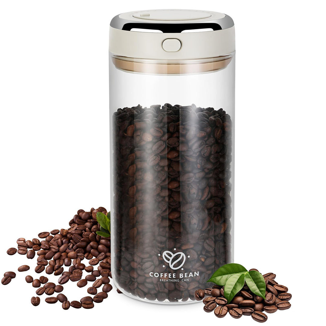 Kaffeedose Luftdicht, 1700ml Kaffeebohnen Behälter, Kaffeebehälter mit CO₂-Ventil & Datumsanzeige, A
