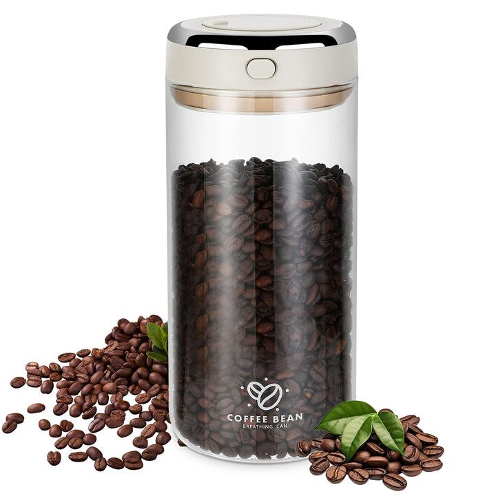 Kaffeedose Luftdicht, 1700ml Kaffeebohnen Behälter, Kaffeebehälter mit CO₂-Ventil & Datumsanzeige, A