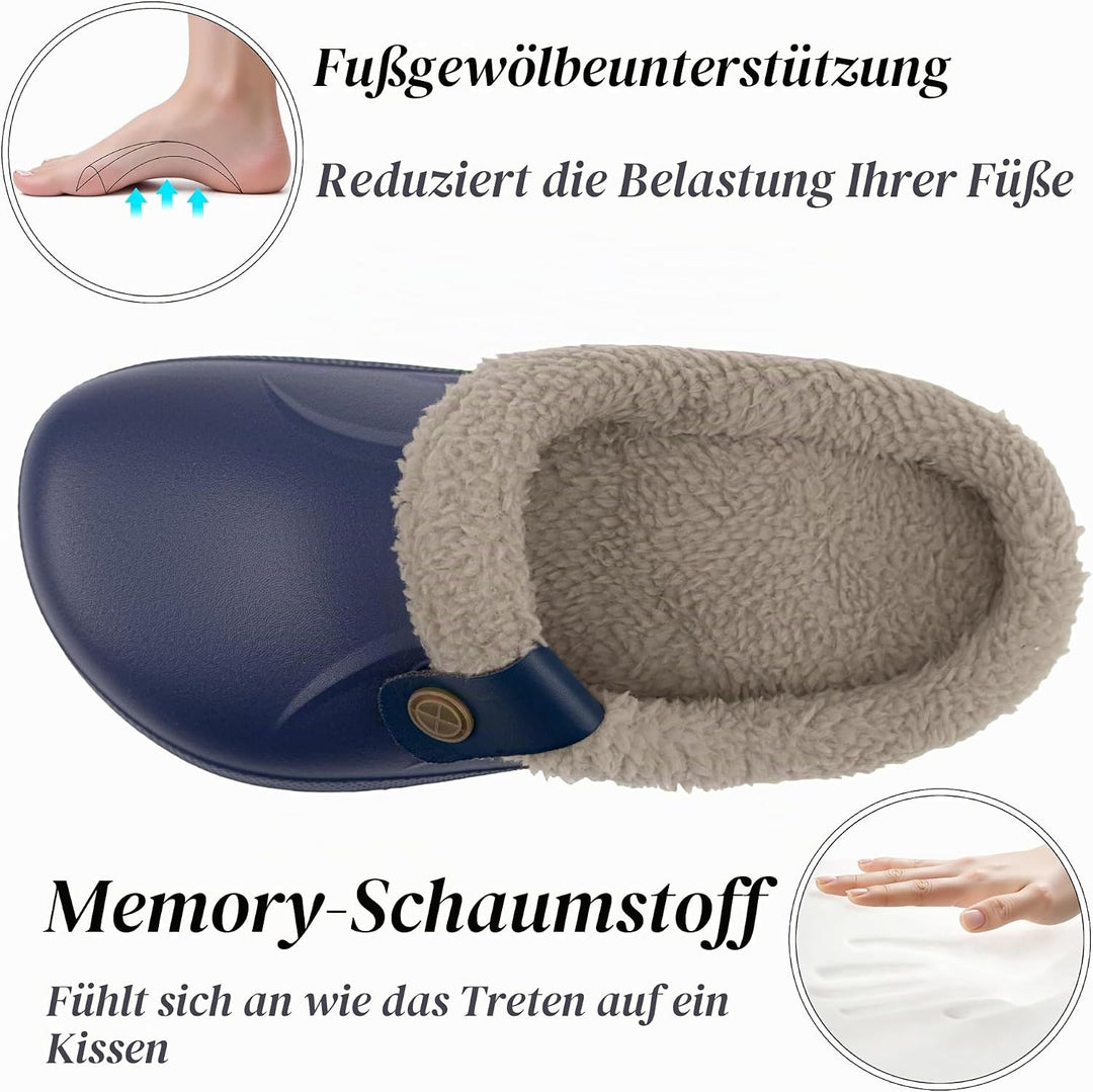 ChayChax Damen Clogs Gefüttert Herren Winter Hausschuhe Wasserdicht Warme Pantoffeln Plüsch Pantolet